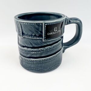 Rare Vintage Carole Little USA Blue Denim Jeans Pants Coffee Mug Ceramic EUC
